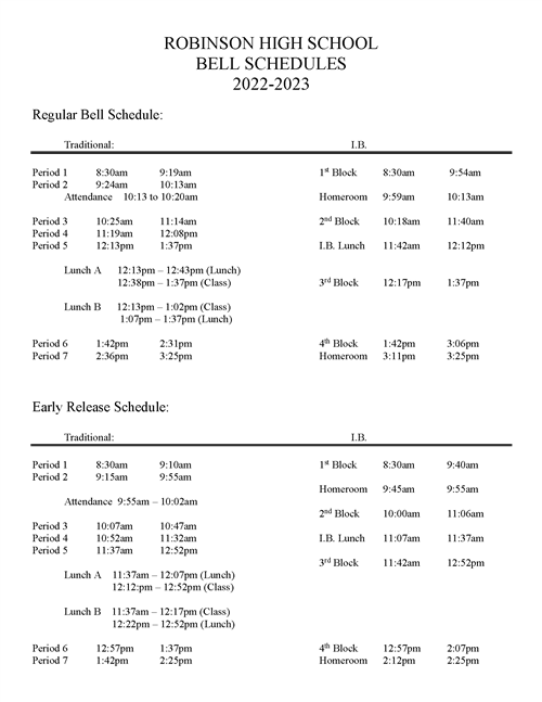 Bell Schedule